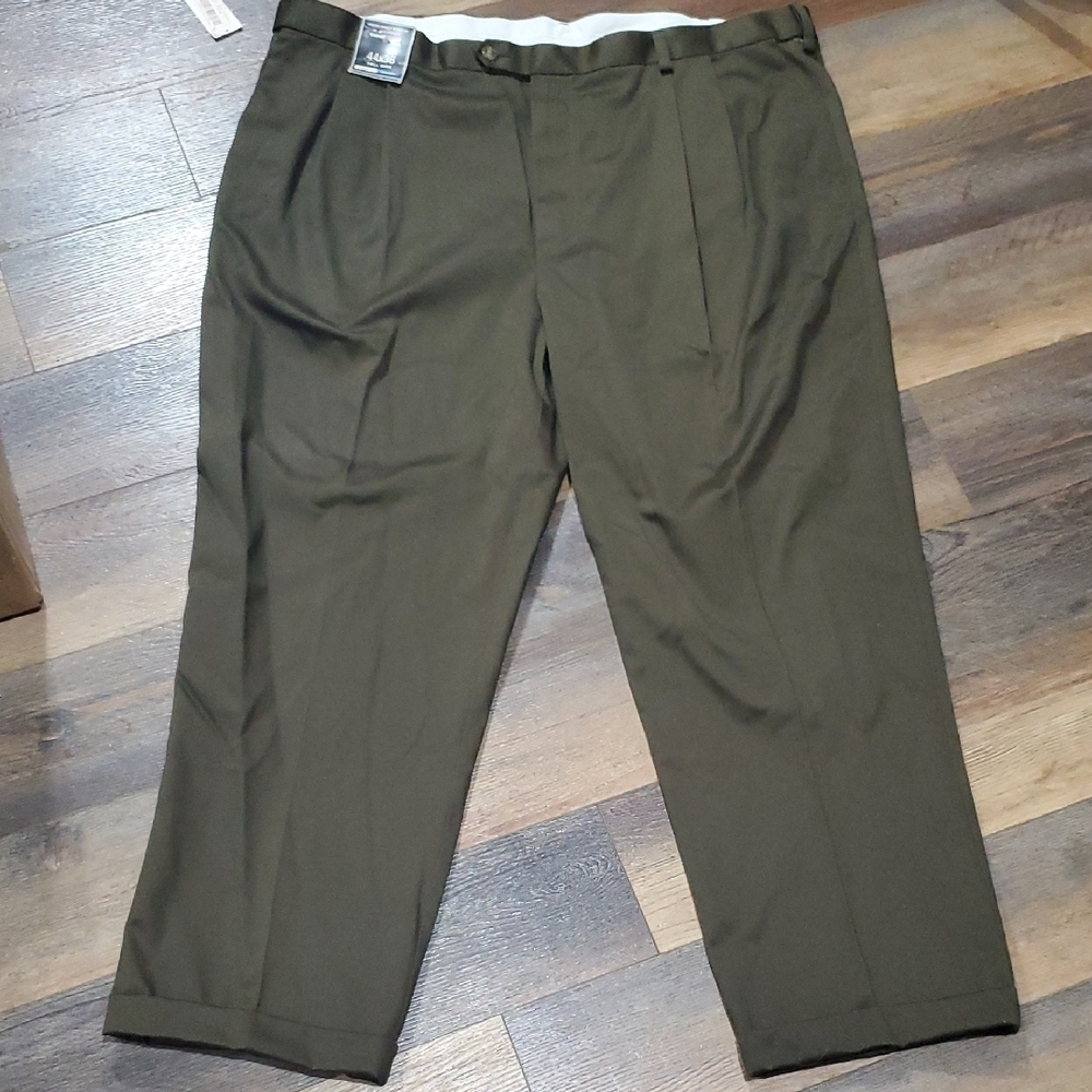 Roundtree & Yorke Green Dress Pants Classic Fit